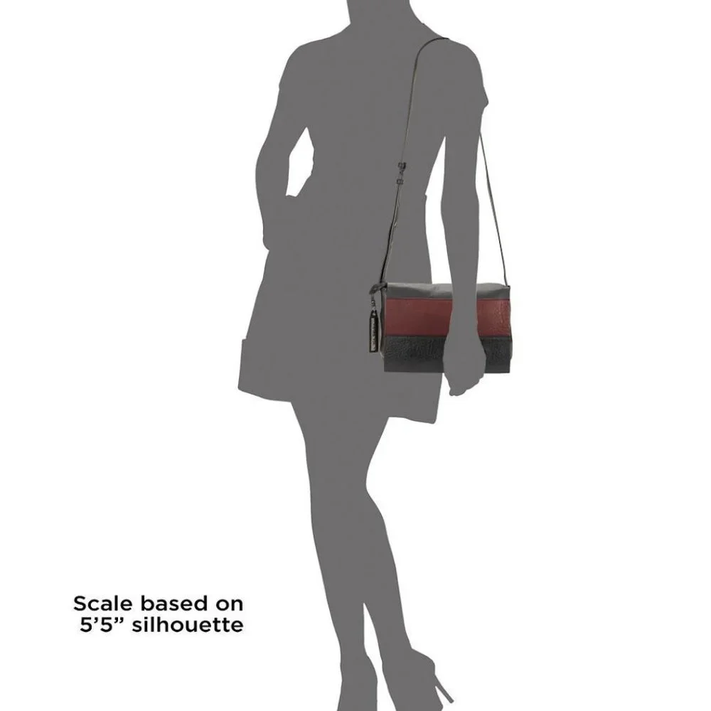 Via Spiga New Bag 2-tone Leather Crossbody Handbag BLACK BROWN